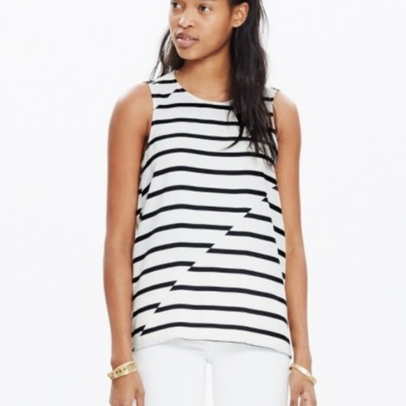 Madewell Tops - Madewell, Area Breakstripe Black White Blouse, S